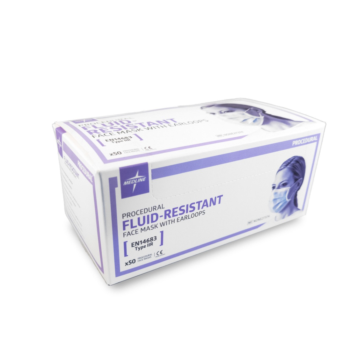 OP-Mundschutz Mit Elastischen Ohrbändern, 3-Lagig (Blau, 50 Stück) Medline