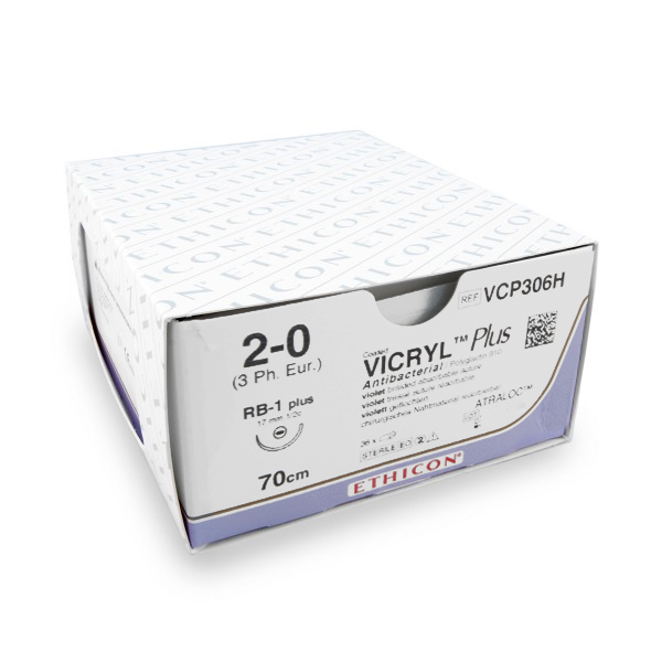 Nahtmaterial Vicryl Plus (VCP306H, 2-0, 70 cm, RB-1 Nadel) 36 Stück | Ethicon