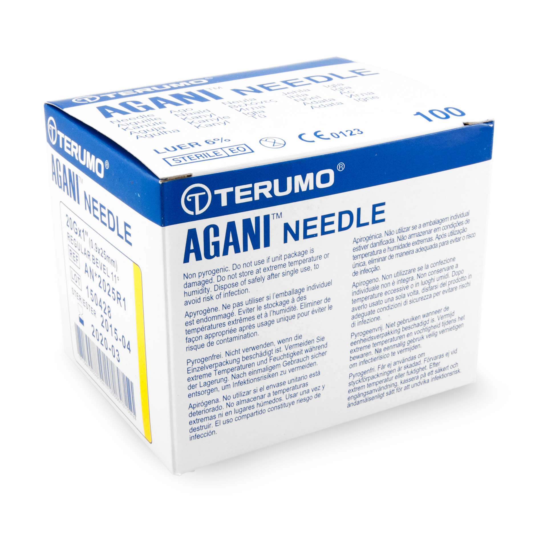 Einmalkanülen (20 G, 0,9 x 25 mm, gelb) 100 Stück | Terumo