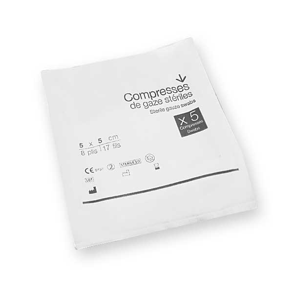 Sterile Mullkompressen (5x5 cm, 8-lagig, pro 5 Stück) 50 Stück