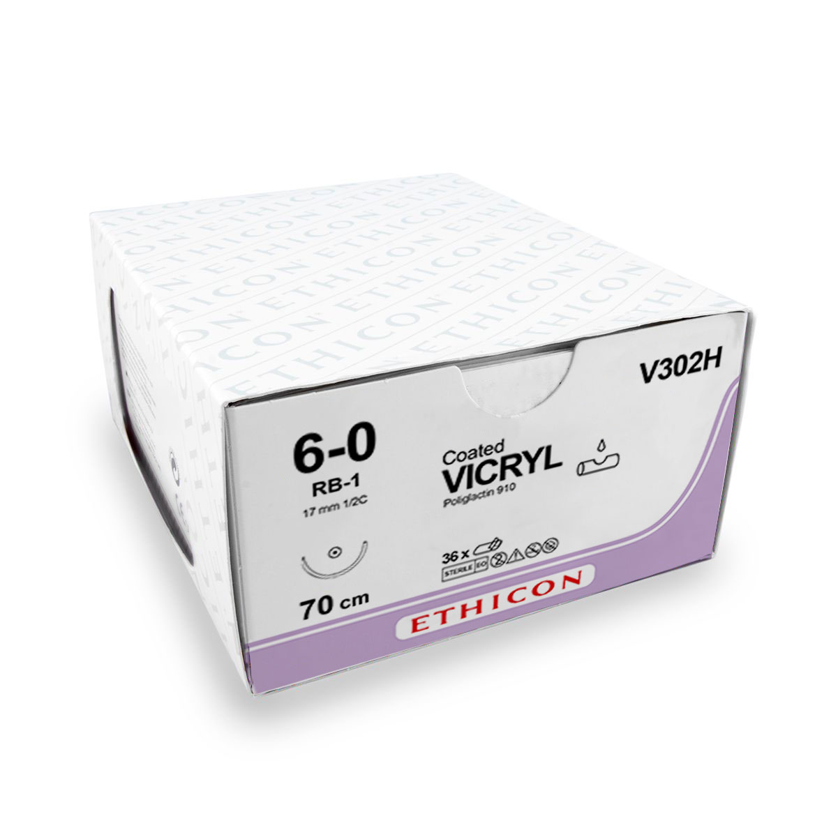 Vicryl USP 6-0, 70 cm, RB-1, violett (V302H) 36 Stück