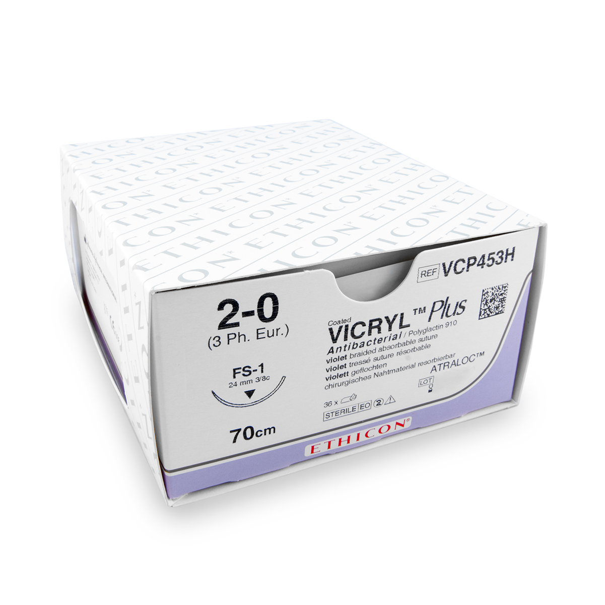 Nahtmaterial Vicryl Plus (VCP453H, 2-0, 70 cm, FS-1-Nadel) 36 Stück | Ethicon