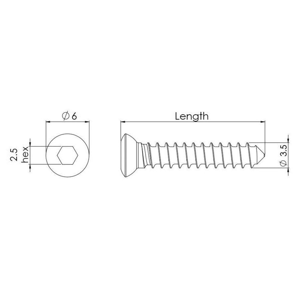 3,5 mm Kortikalisschraube mit Hex-Kopf, 8 mm lang (CS3508)