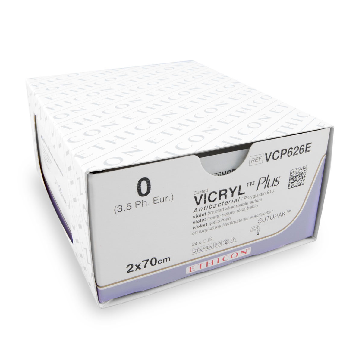 Nahtmaterial Vicryl Plus (VCP626E, USP 0, 2 x 70 cm) 24 Stück | Ethicon