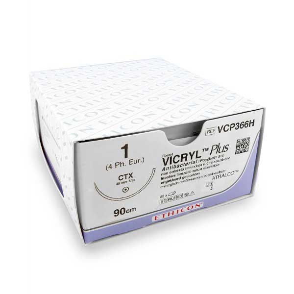 Nahtmaterial Vicryl (VCP366H, USP 1, 90 cm, CTX) 36 Stück | Ethicon