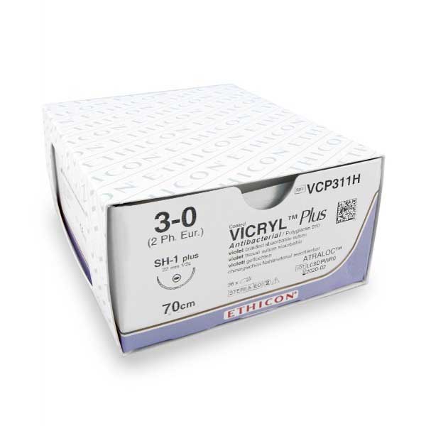 Nahtmaterial Vicryl Plus (VCP311H, 3-0, 70 cm, SH-1 Nadel) 36 Stück | Ethicon