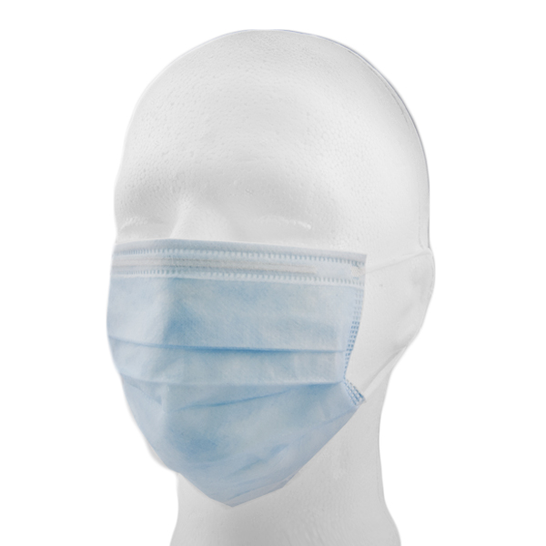 OP-Mundschutz mit elastischen Ohrbändern, 3-lagig (blau, 50 Stück) Medline