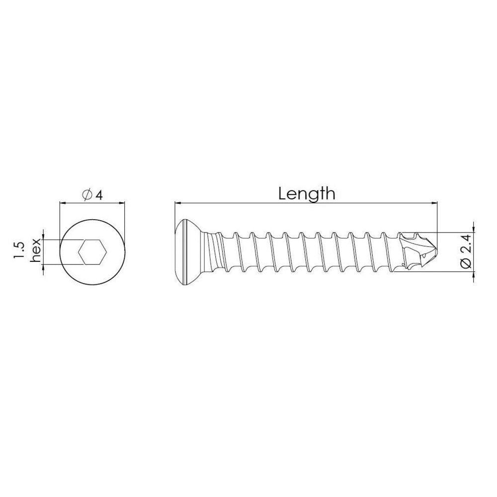 Kortikalisschraubensatz, selbstschn., 2,4 mm, Edelstahlbox (CORTSTKIT24)