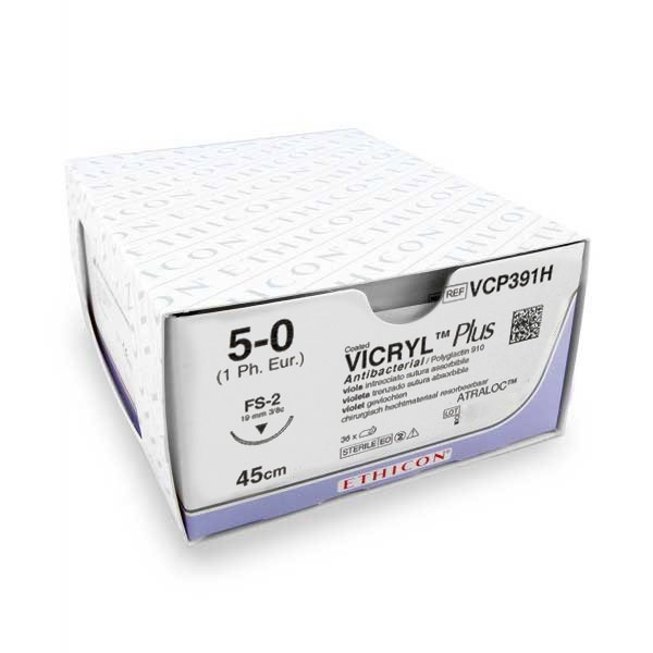 Nahtmaterial Vicryl Plus (USP 5-0, 45 cm, FS-2, VCP391H) 36 Stück | Ethicon
