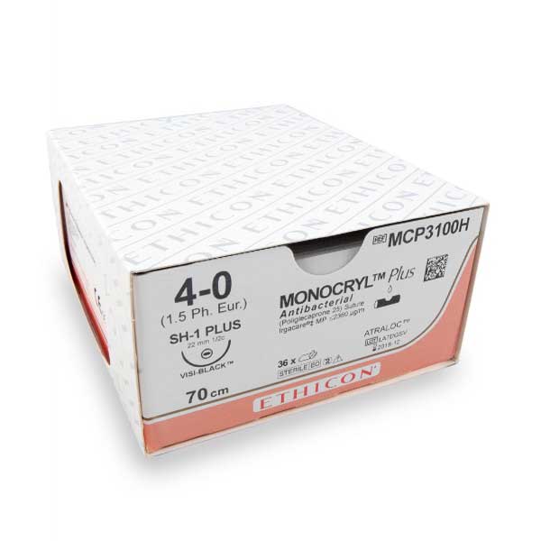 Nahtmaterial Monocryl + (MCP3100H, 4-0, 70 cm, SH1-Plus) 36 Stück | Ethicon