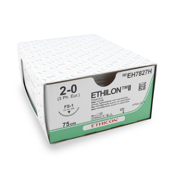 Nahtmaterial Ethilon II (EH7827H, 2-0, 75 cm, FS-1 Nadel) 36 Stück | Ethicon