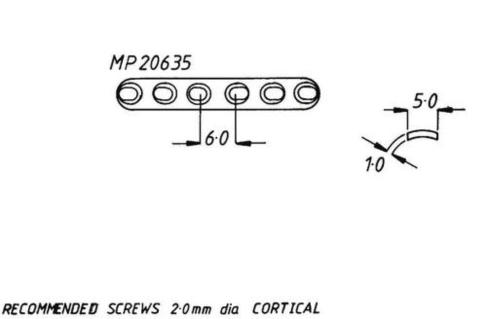 Mini Knochenplatte 2,0 x 41 mm, 7 Loch (MP20741)