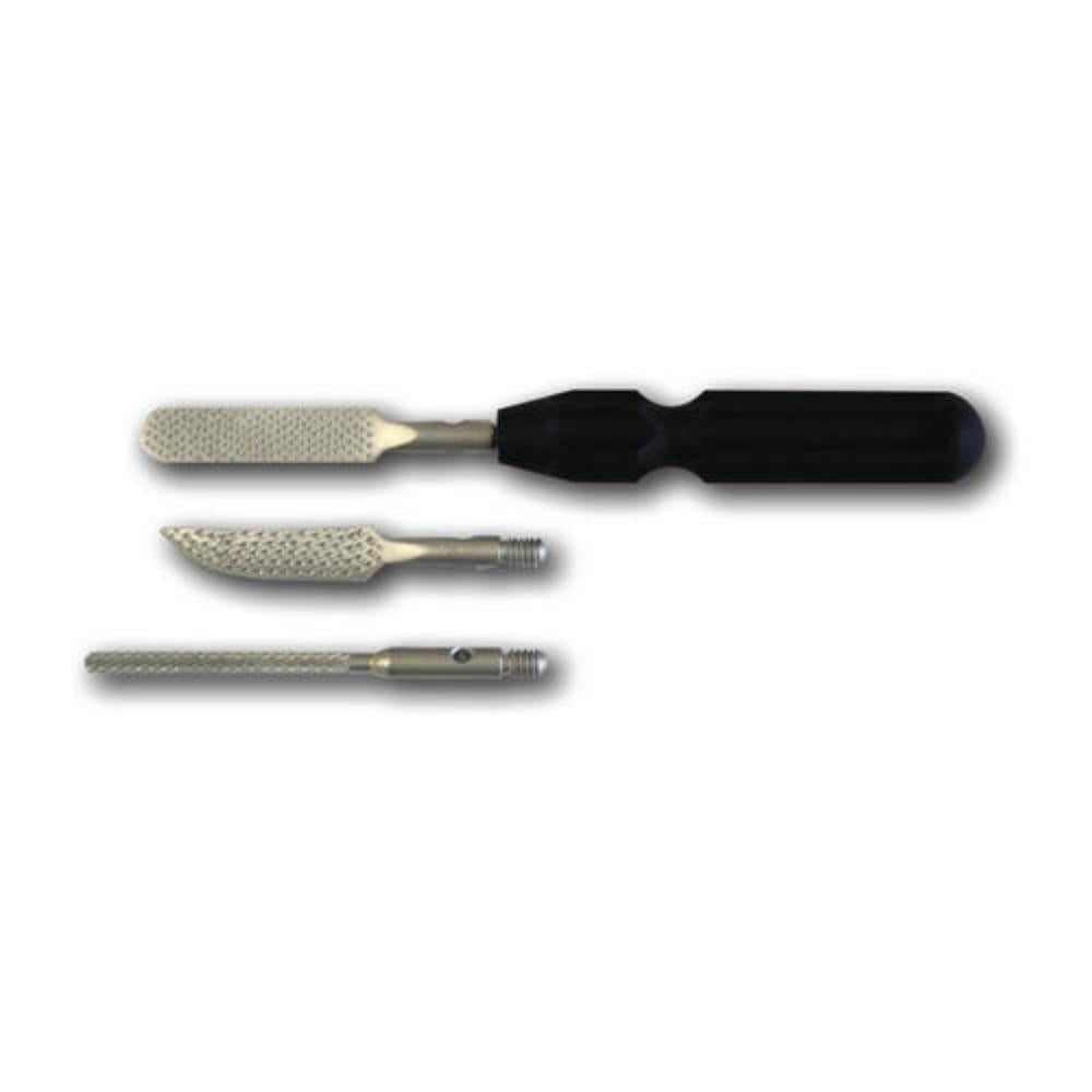 Knochenraspel kombinierbar, mit 3 austauschbaren Köpfen 001015