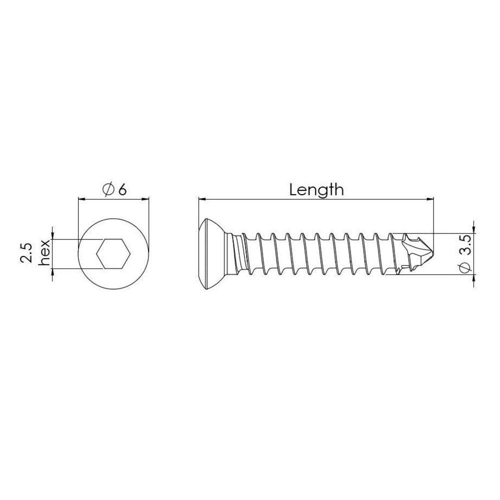 3,5 mm Kortikalisschraube selbstschn., Hex-Kopf, 45 mm lang (CSST3545)