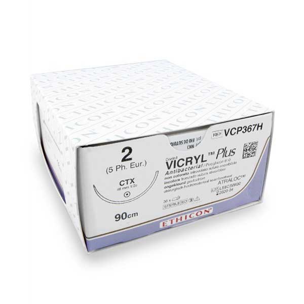 Nahtmaterial Vicryl Plus (VCP367H, USP 2, 90 cm, CTX-Nadel) 36 Stück | Ethicon