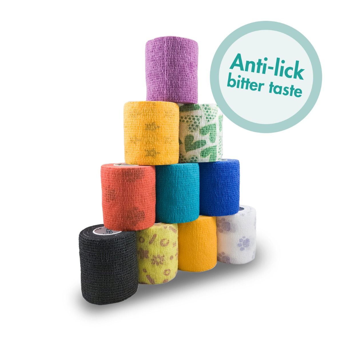 Elastische Kohäsivbinden (7,5 cm x 4,5 m), sortiment 24 Stück | Vet's Choice®