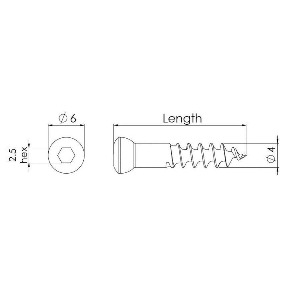 4mm Spongiosaschraube selbstschn., Teilgewinde, 18mm lang (CNP4018)