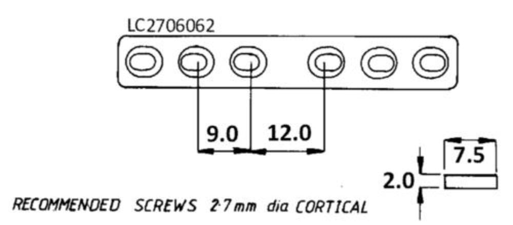 LC Kompressionsplatte 2,7 x 98 mm, 10 Loch (LC2710098)