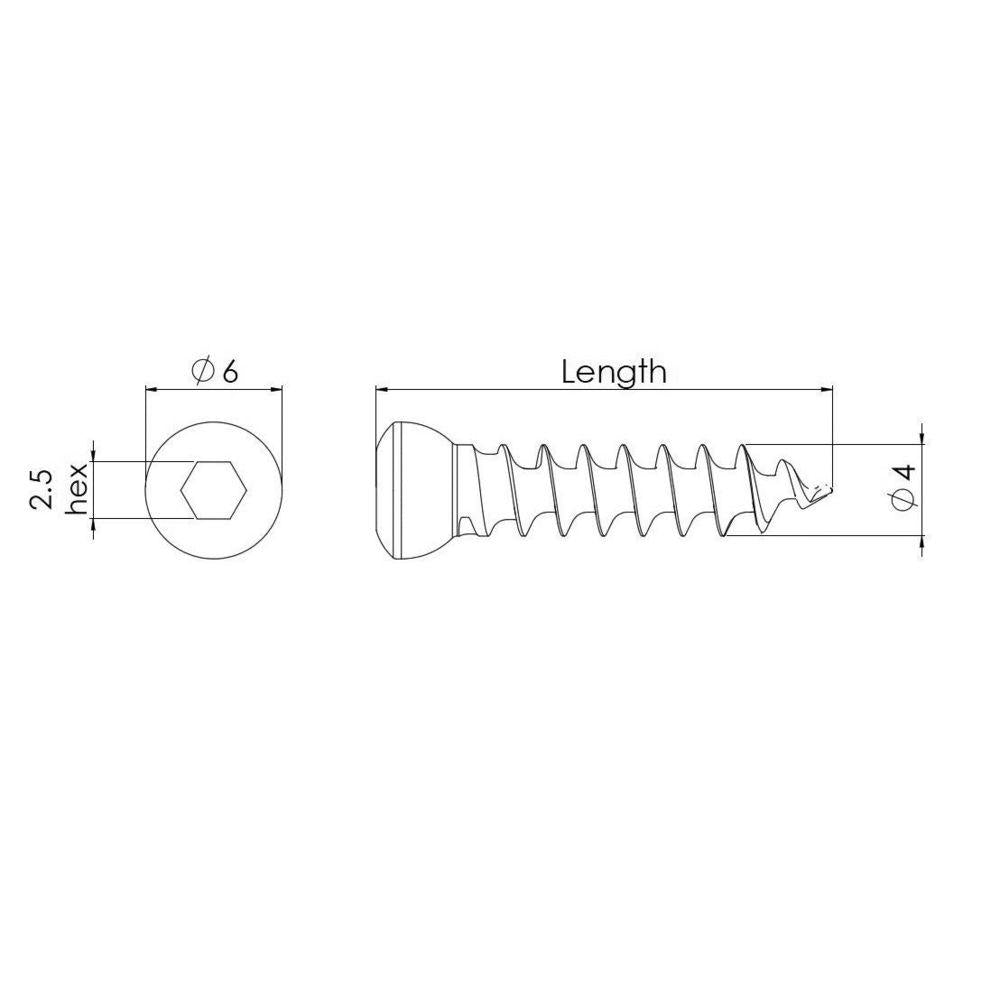 4mm Spongiosaschraube selbstschn., Vollgewinde, 60mm lang (CNF4060)