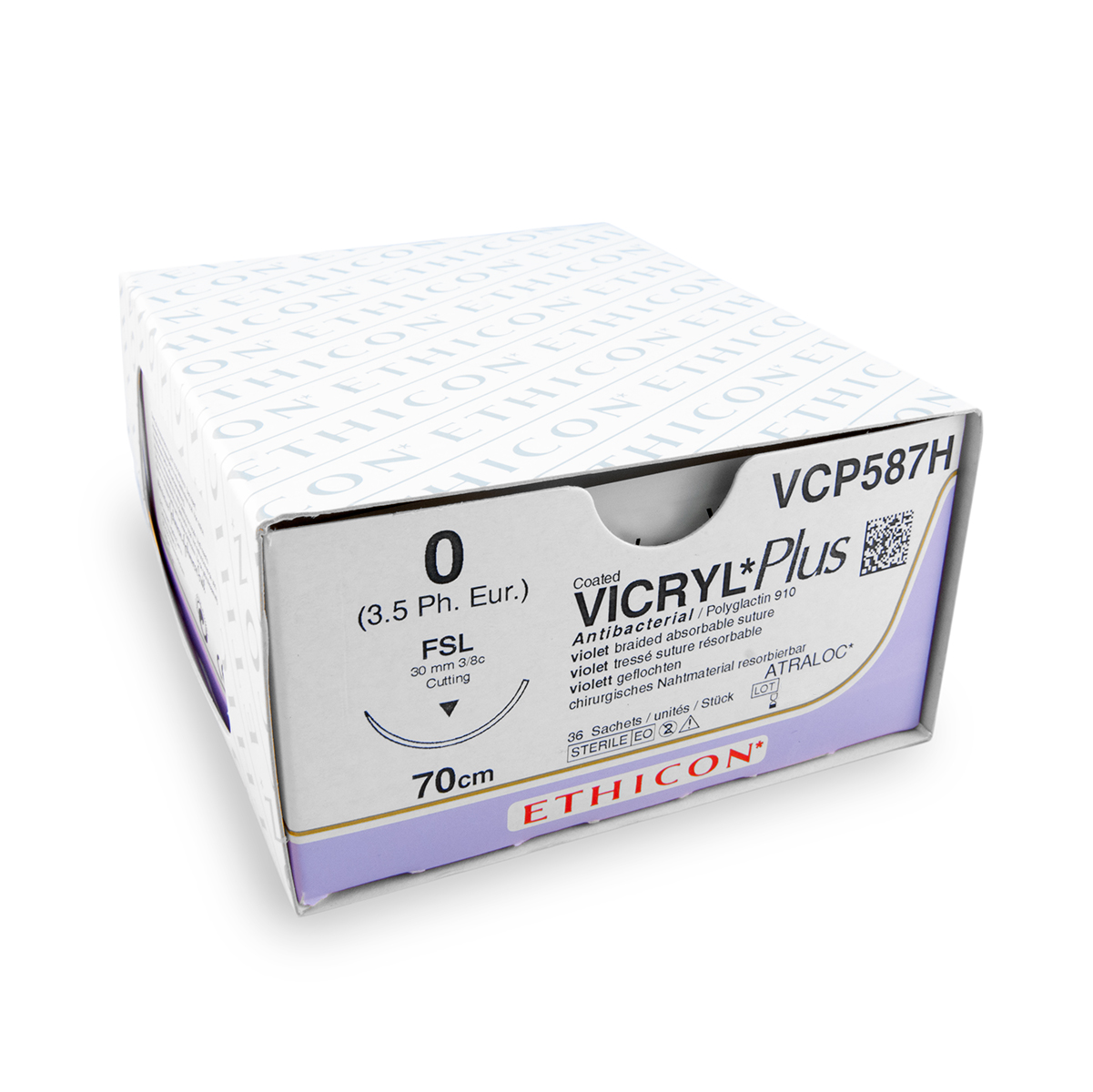 Nahtmaterial Vicryl Plus (VCP587H, 0, 70 cm, FSL-Nadel) 36 Stück | Ethicon