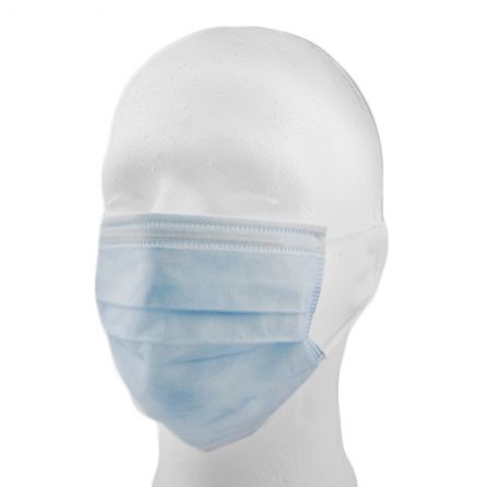 OP-Mundschutz Mit Elastischen Ohrbändern, 3-Lagig (Blau, 50 Stück) Medline