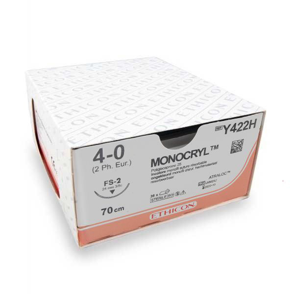 Nahtmaterial Monocryl 4-0 (FS-2, Y422H) 36 Stück | Ethicon
