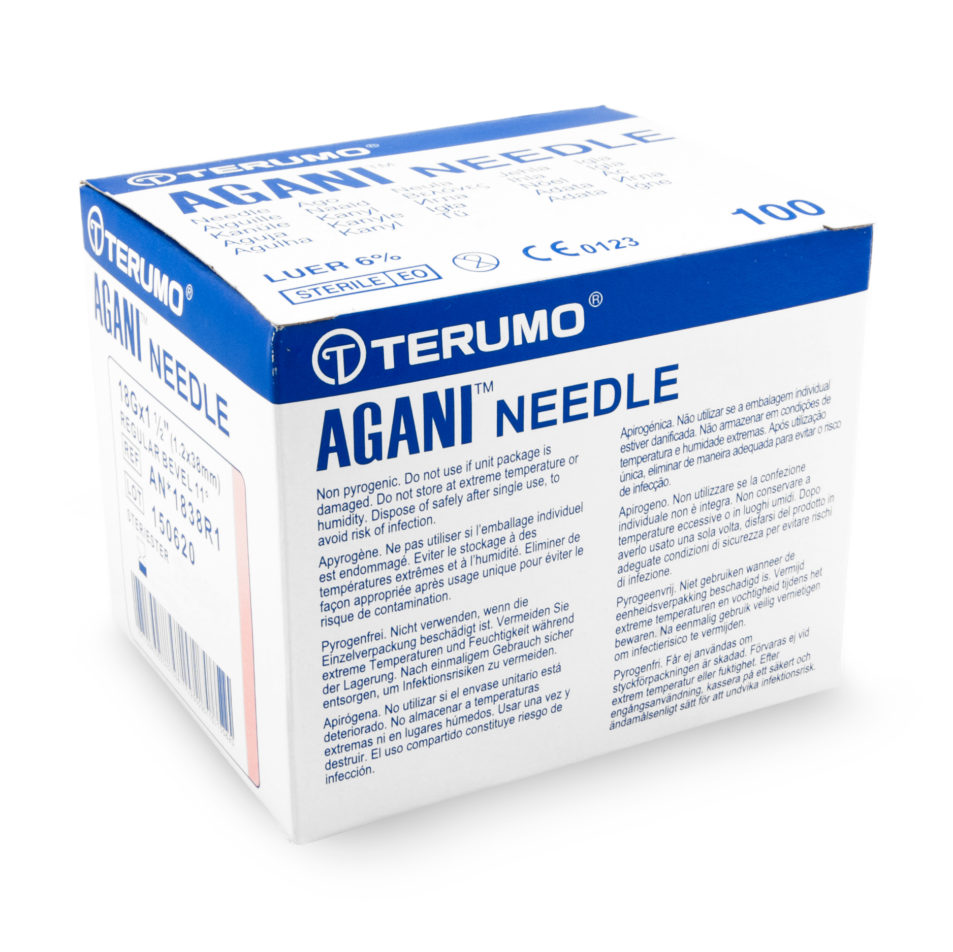 Einmalkanülen (20 G, 0,9 x 25 mm, gelb) 100 Stück | Terumo