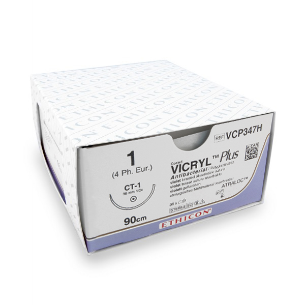 Nahtmaterial Vicryl Plus (VCP347H, 1, 90 cm, CT-1 Nadel) 36 Stück | Ethicon